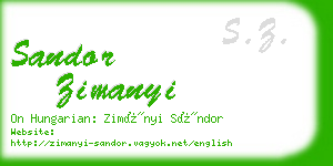 sandor zimanyi business card